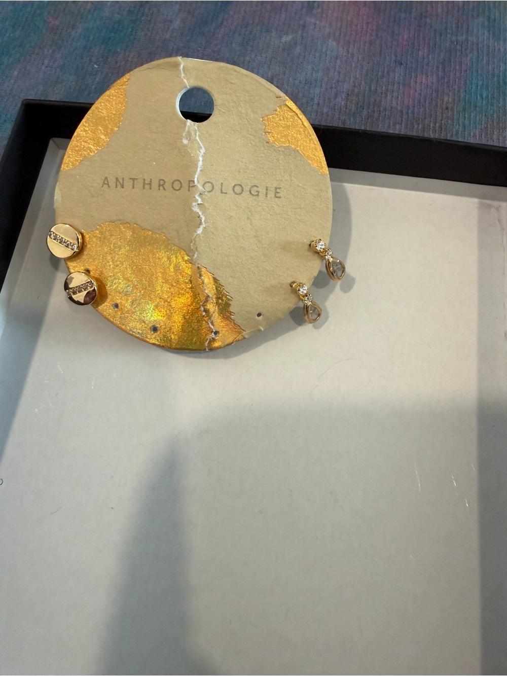 NWT Anthropologie cubic zirconia dainty earrings Set of 2 pairs